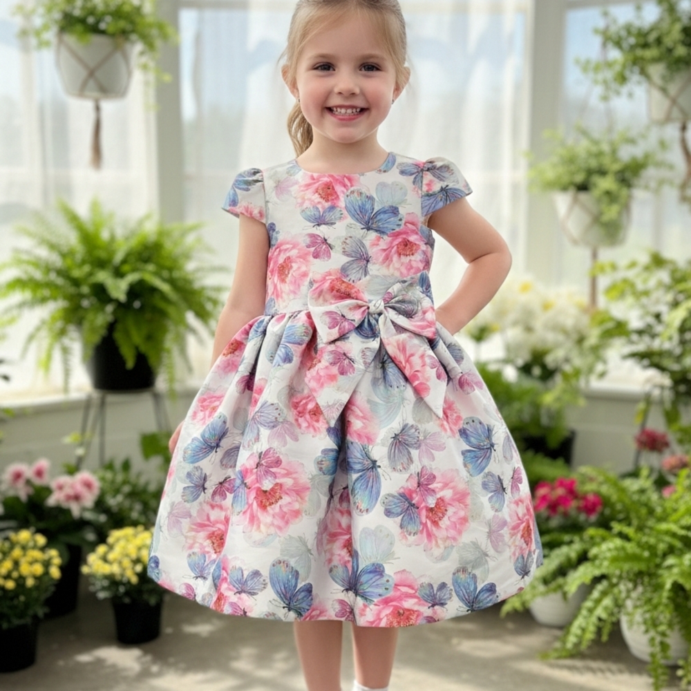 Rare Editions Pink and Blue Floral Dress